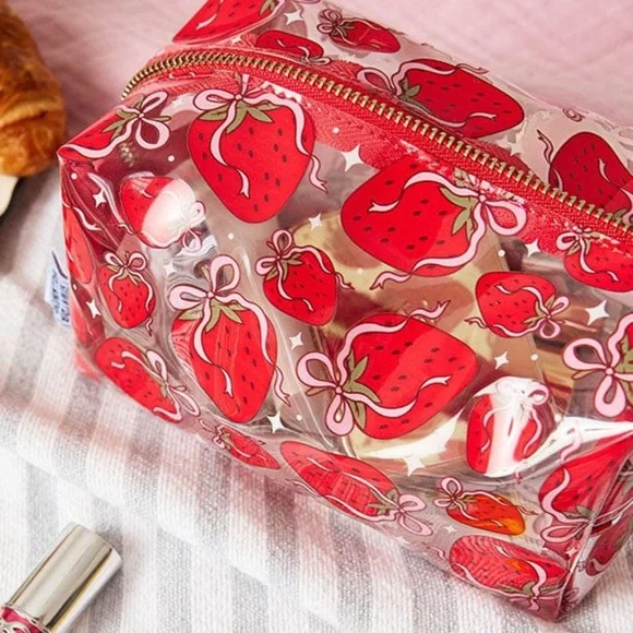Skinnydip London strawberry bow, make up bag Cosmetic Bag - Picture 6 of 7